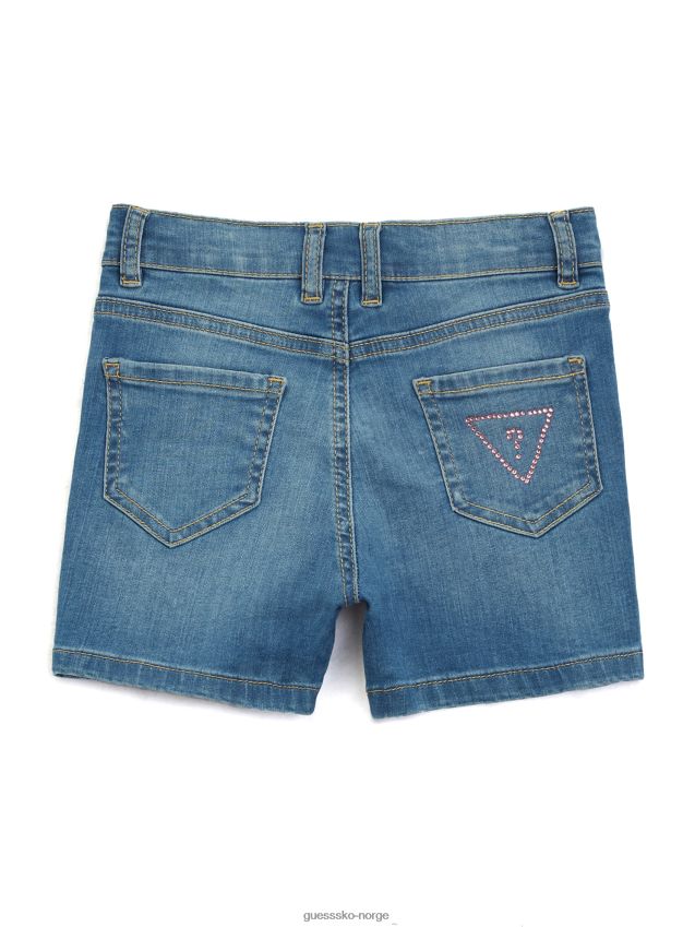Guess zahara rhinestone denimshorts (7-14) lett vask lett vask pike F0LJ809096