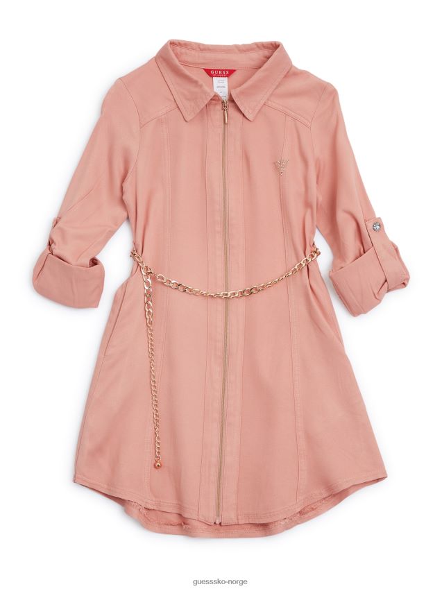 Guess abelina skjortekjole (7-14) lys rosa lyserosa pike F0LJ808890
