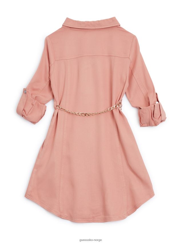 Guess abelina skjortekjole (7-14) lys rosa lyserosa pike F0LJ808890