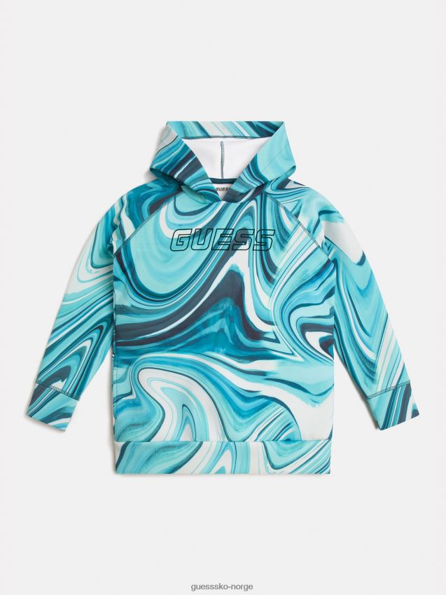 Guess aktiv sweatshirt med hette blå blå pike F0LJ801885