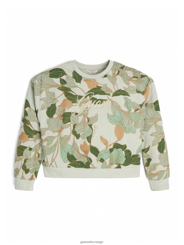 Guess aktiv topp med lang ermet olivenblad (7-14) oliven løvverk pike F0LJ8011459