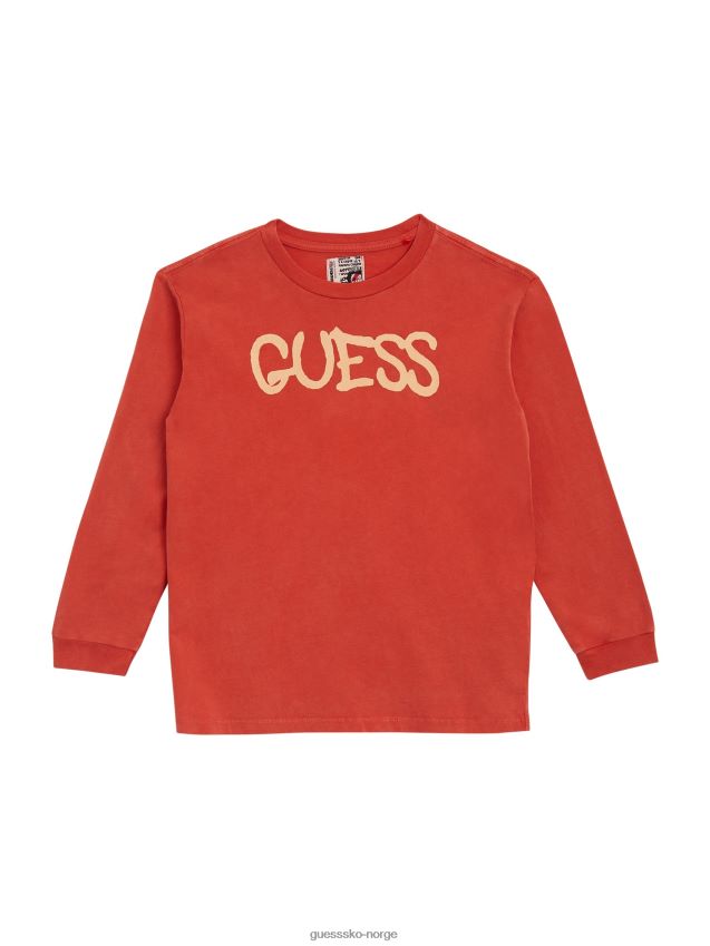 Guess ballongjente-t-skjorte (barn 7-16) knallrød brennende rødt pike F0LJ8011178