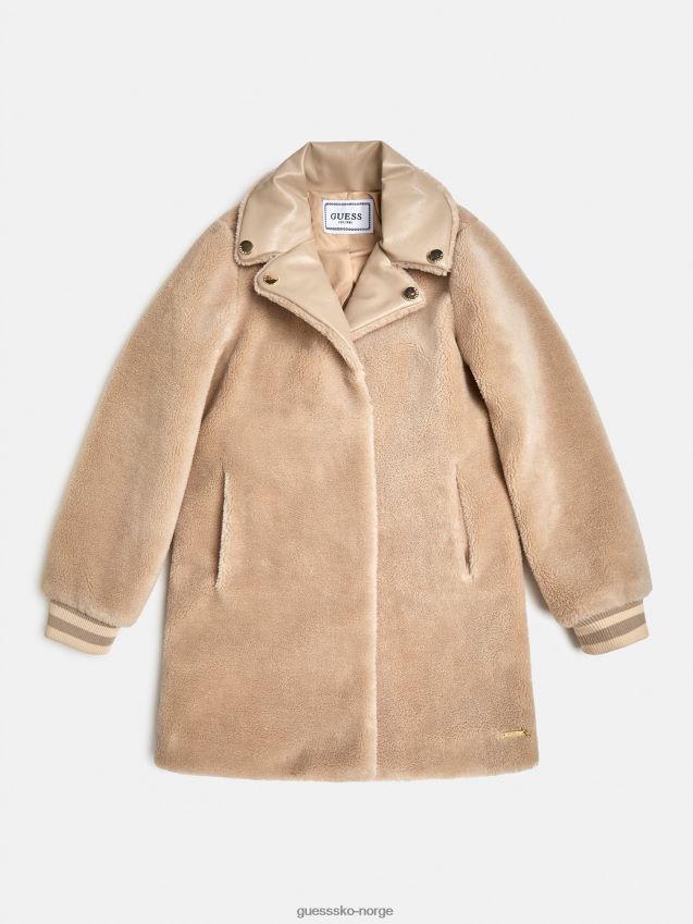 Guess beige jakke i fuskepels beige pike F0LJ801821