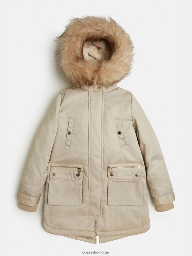 Guess beige parkas med hette beige pike F0LJ802081