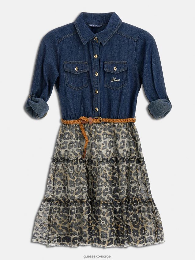 Guess blå kjole med dyrere trykk blå pike F0LJ801786