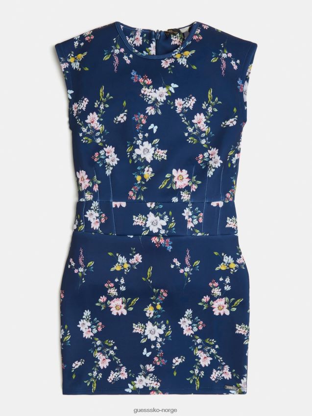 Guess blå kjole med multi all over print blå multi pike F0LJ801909