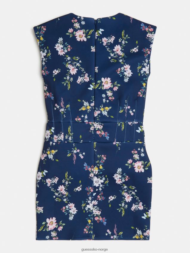Guess blå kjole med multi all over print blå multi pike F0LJ801909