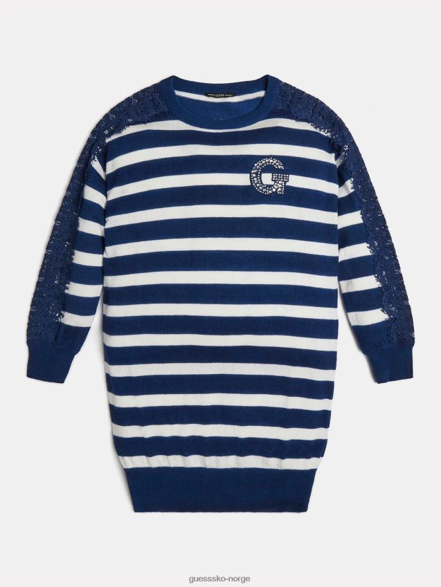 Guess blå multi stripete kjole blå multi pike F0LJ801838