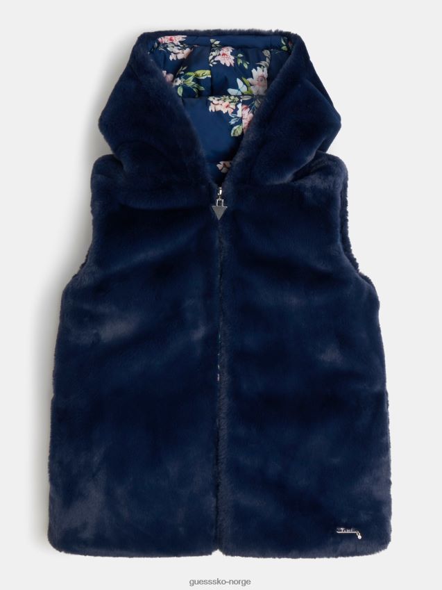 Guess blå vendbar fuskepelsvest blå pike F0LJ801855