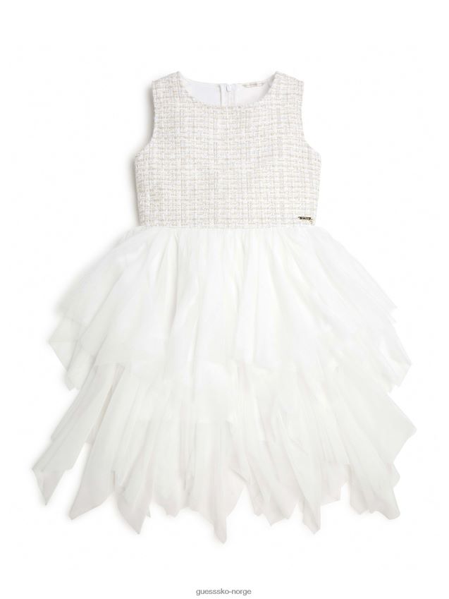 Guess boucle og mesh kjole (7-16) hvit lurex boucle hvit lurex boucle pike F0LJ8011197