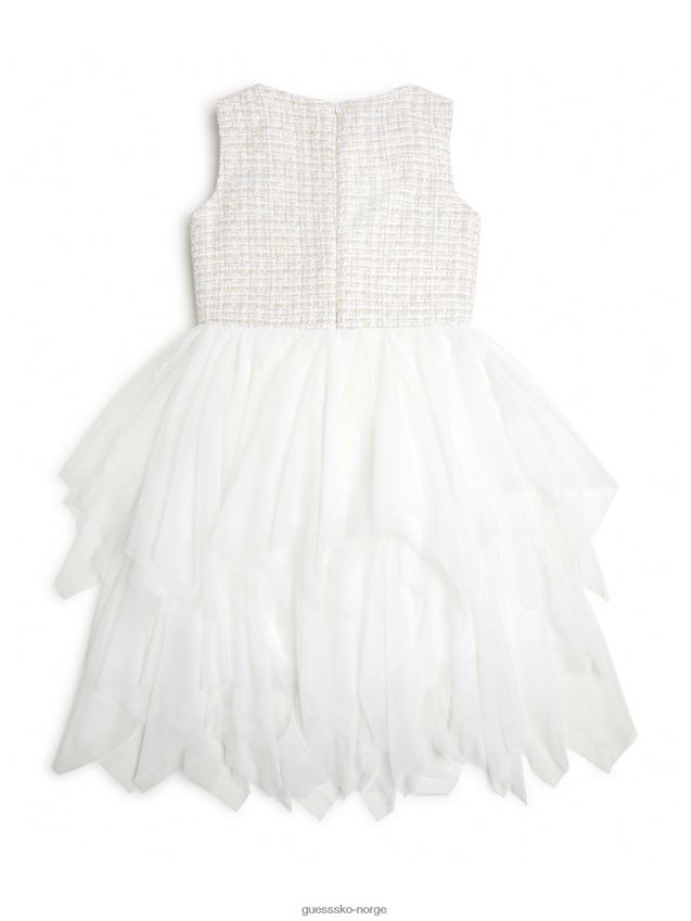 Guess boucle og mesh kjole (7-16) hvit lurex boucle hvit lurex boucle pike F0LJ8011197