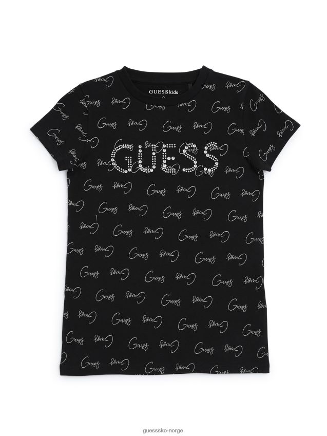Guess cassidy logo-t-skjorte (7-14) kulsort kulsvart pike F0LJ808992