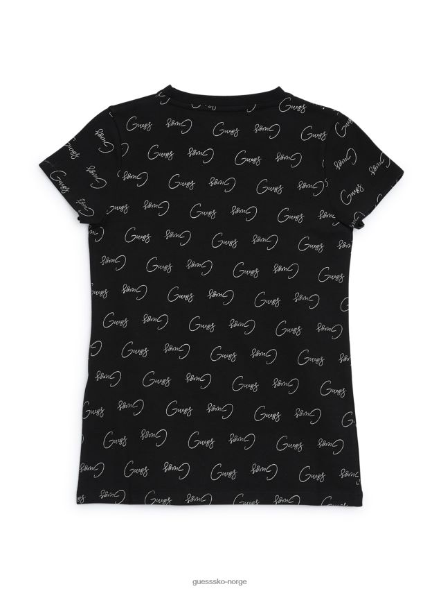 Guess cassidy logo-t-skjorte (7-14) kulsort kulsvart pike F0LJ808992