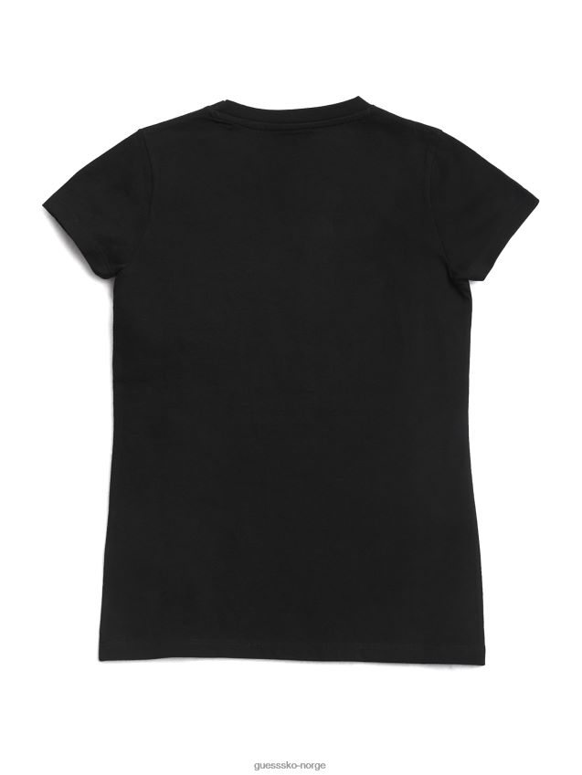 Guess cheska-utsmykket logo-t-skjorte (7-14) kulsort kulsvart pike F0LJ808959