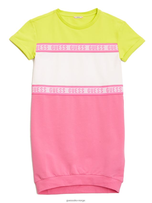 Guess color-block logo tape kjole (7-14) flerfarget rosa kombinasjon flerfarget rosa kombinasjon pike F0LJ8011588