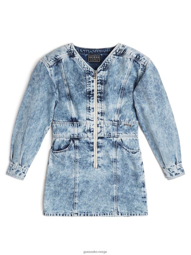 Guess denim kimono kjole (7-14) bleke ut blå vask bleke ut blå vask pike F0LJ8011587