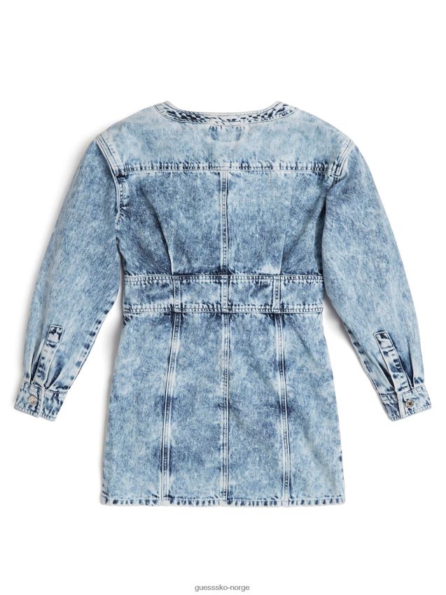Guess denim kimono kjole (7-14) bleke ut blå vask bleke ut blå vask pike F0LJ8011587