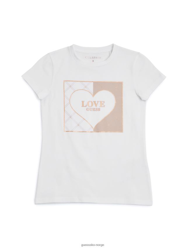 Guess eco lourdes logo-t-skjorte (7-14) ren hvit Ren hvit pike F0LJ809091