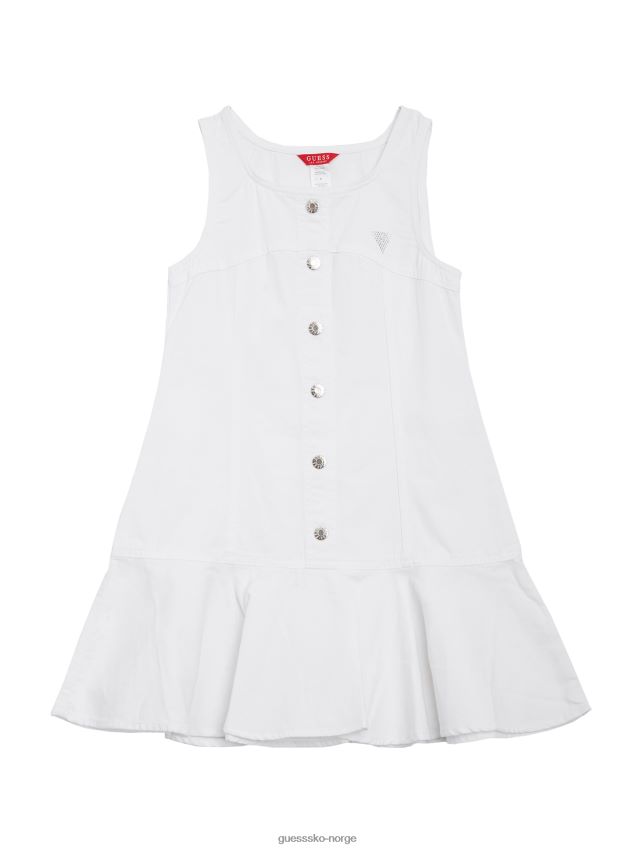 Guess ekte hvit catrina denimkjole (7-14) ekte hvit pike F0LJ809068