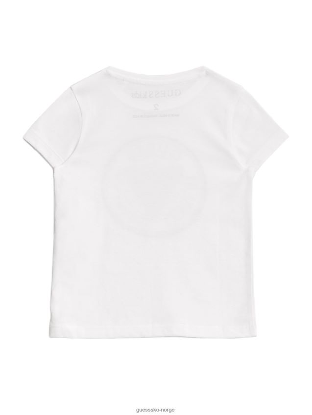 Guess ekte hvit cheska-utsmykket logo-t-skjorte (7-14) ekte hvit pike F0LJ808867