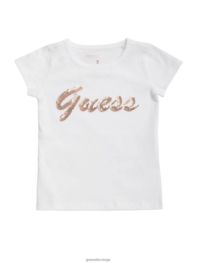 Guess ekte hvit malika oversized t-skjorte (7-16) ekte hvit pike F0LJ809030