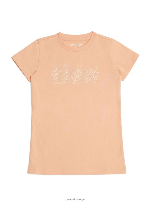 Guess fersken rose delilah logo t-skjorte (7-14) fersken rose pike F0LJ809113