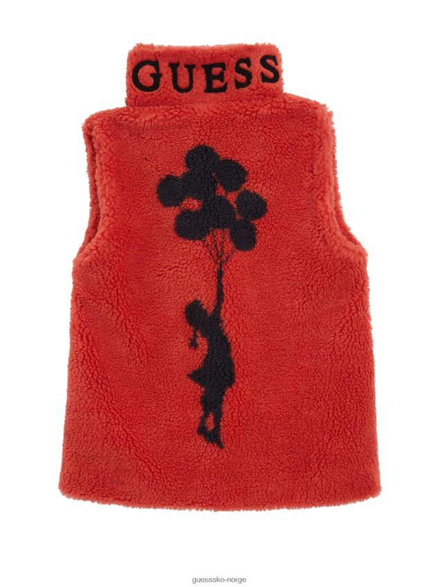 Guess flammende rød delia fuskepelsvest (barn 7–16) brennende rødt pike F0LJ8011177