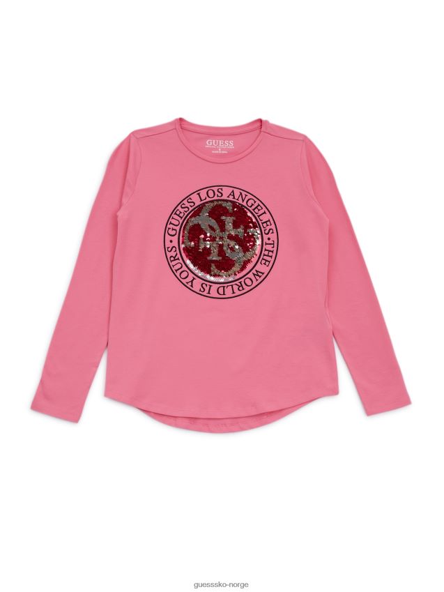 Guess flip paljett langermet t-skjorte (7-16) nebula rosa nebula rosa pike F0LJ8011256