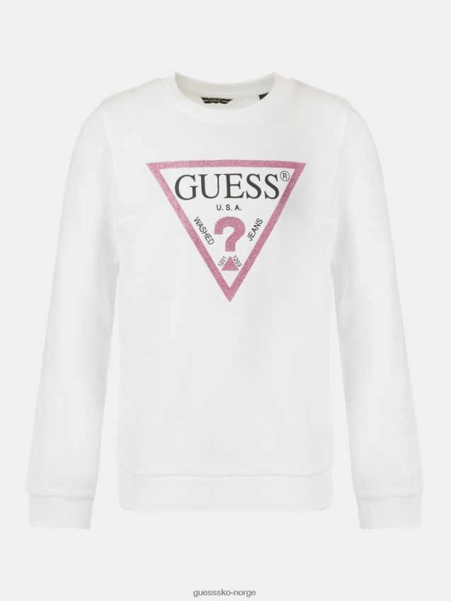 Guess folie trekant logo sweatshirt hvit hvit pike F0LJ802236