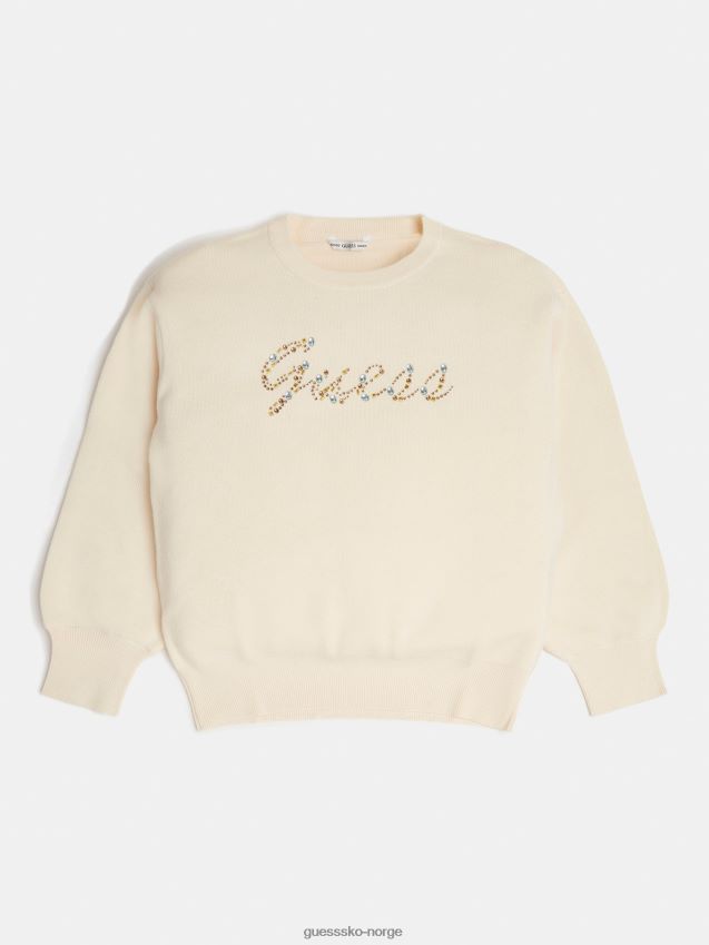 Guess foran logo genser krem krem pike F0LJ801841