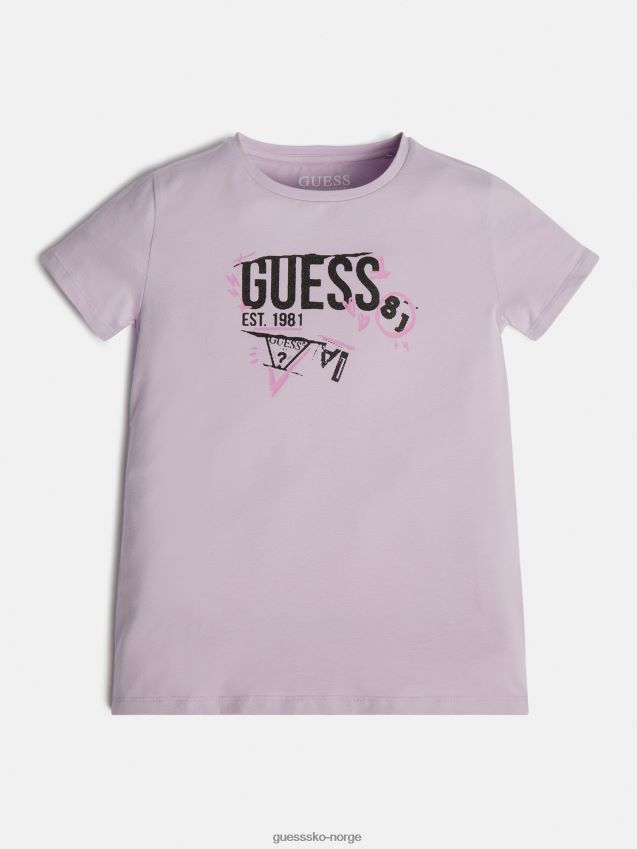 Guess foran logo t-skjorte lilla syrin pike F0LJ802446