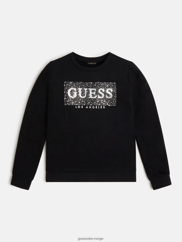 Guess front logo sweatshirt svart ny trend svart pike F0LJ801744