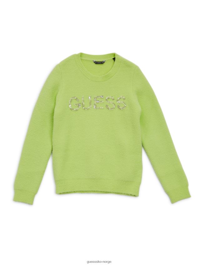 Guess genser med fuzzy utsmykket logo (7-16) advarsel gul forsiktig gul pike F0LJ8011272