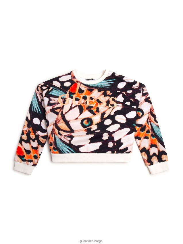 Guess genser med glitterlogo (7-16) sommerfugltrykk sommerfugltrykk pike F0LJ8011243