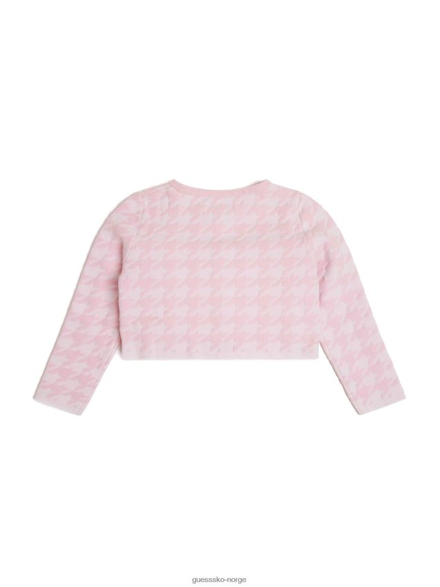 Guess houndstooth cardigan med glidelås (7-14) rosa og hvit pied de po rosa og hvit pied de po pike F0LJ8011278