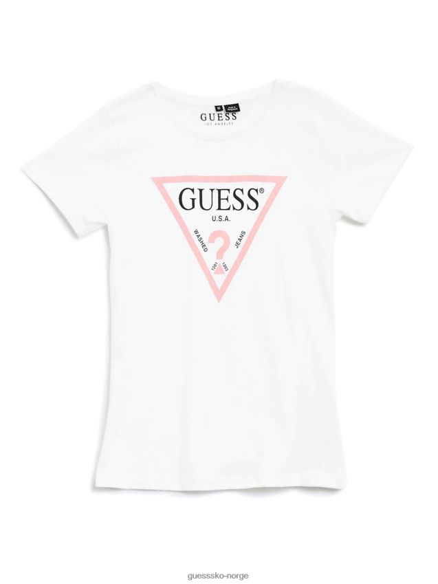 Guess hvit folie trekant logo t-skjorte hvit pike F0LJ802302