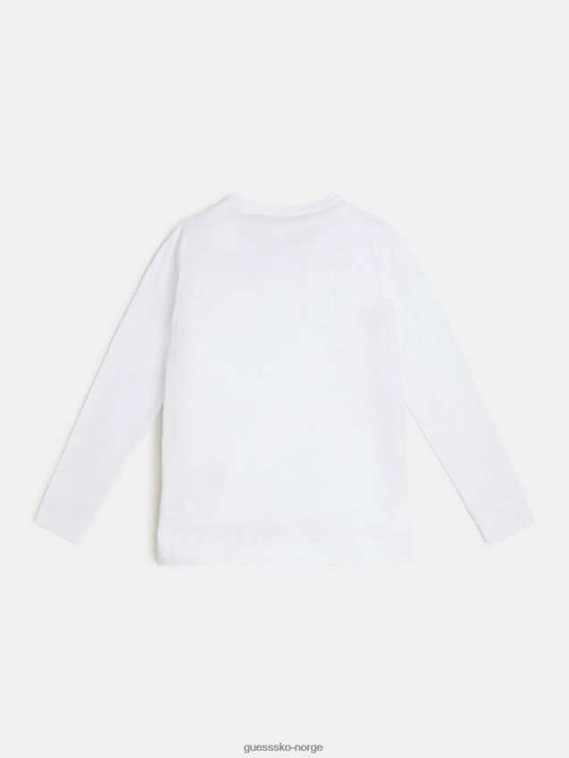 Guess hvit front print t-skjorte ny trend hvit pike F0LJ801801