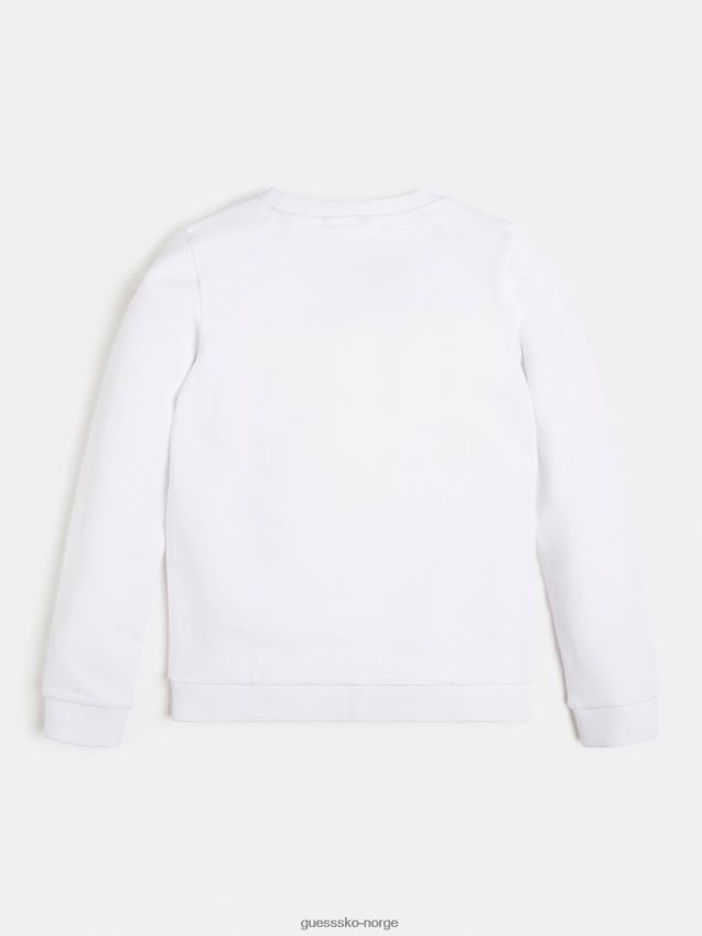 Guess hvit genser med trekant med logo foran hvit pike F0LJ802406