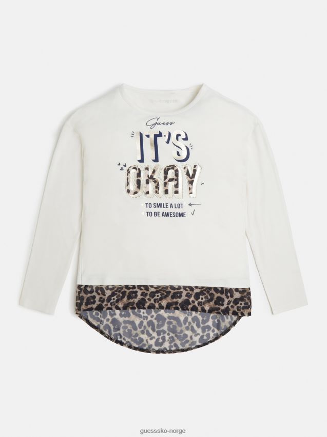 Guess hvit t-skjorte med dyrere trykk hvit pike F0LJ801921