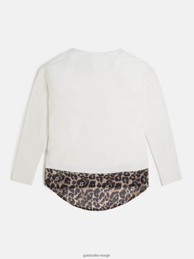 Guess hvit t-skjorte med dyrere trykk hvit pike F0LJ801921