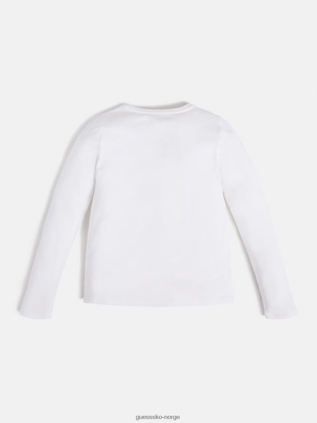 Guess hvit t-skjorte med logo foran hvit pike F0LJ802265