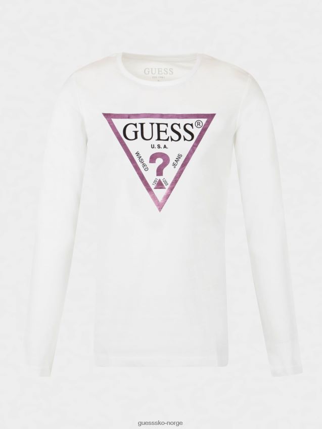 Guess hvit trekant logo t-skjorte hvit pike F0LJ802319