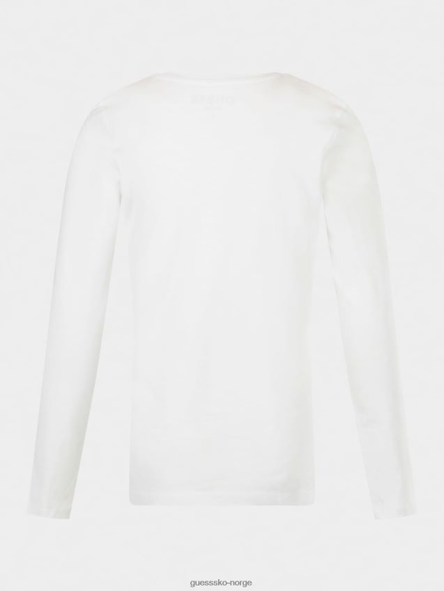 Guess hvit trekant logo t-skjorte hvit pike F0LJ802319