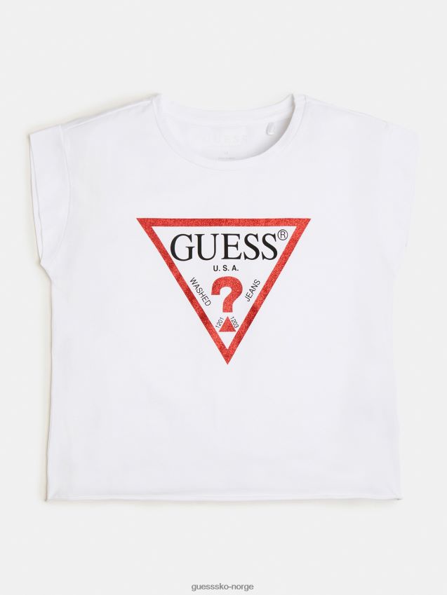 Guess hvit trekant logo t-skjorte ny trend hvit pike F0LJ802232