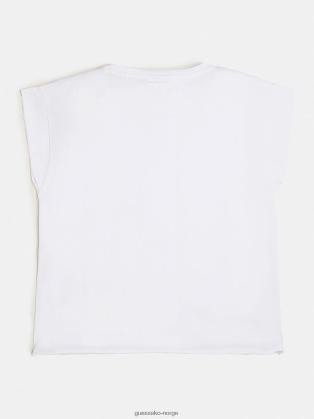 Guess hvit trekant logo t-skjorte ny trend hvit pike F0LJ802232