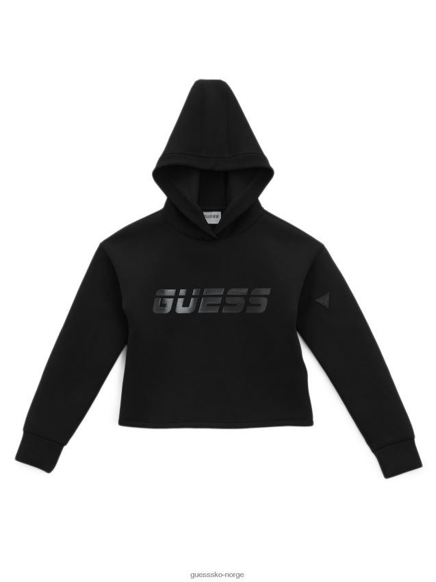 Guess jet black øko minime hettegenser med logo (8-14) kulsvart pike F0LJ8011616