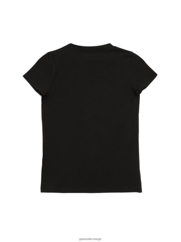 Guess jet black libi hearts t-skjorte (7-14) kulsvart pike F0LJ808993
