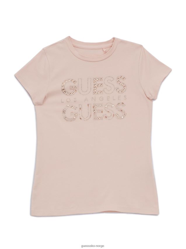 Guess kambrie rhinestone logo-t-skjorte (7-14) dimrose dimrose pike F0LJ808851