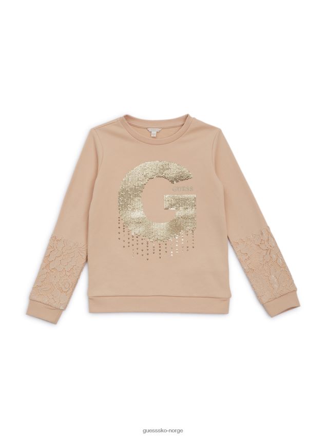 Guess kosmisk vanilje aktiv topp med blondeinnlegg (7-16) kosmisk vanilje pike F0LJ8011319