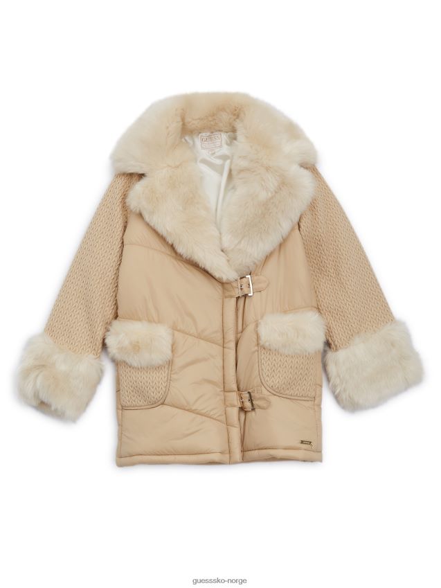 Guess kosmisk vanilje fuskepels og strikket jakke (7-16) kosmisk vanilje pike F0LJ8011542